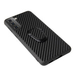 Phone Cover Shell Coated with PU Leather + Ring-Shape Kickstand Design for Samsung Galaxy S21 Plus 5G