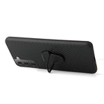 Phone Cover Shell Coated with PU Leather + Ring-Shape Kickstand Design for Samsung Galaxy S21 Plus 5G