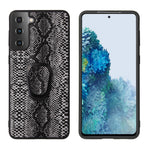 Phone Cover Shell Coated with PU Leather + Ring-Shape Kickstand Design for Samsung Galaxy S21 Plus 5G