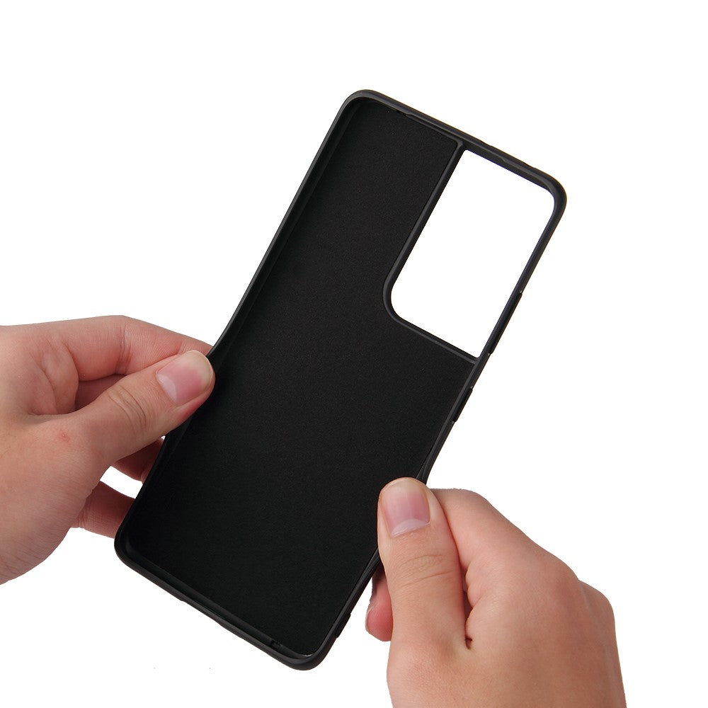 Ringformat stativskal med PU-läder för Samsung Galaxy S21 Ultra 5G
