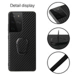 Ringformat stativskal med PU-läder för Samsung Galaxy S21 Ultra 5G