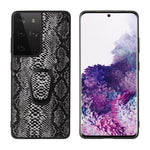 Ringformat stativskal med PU-läder för Samsung Galaxy S21 Ultra 5G