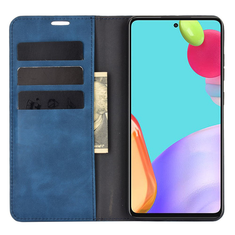 Skin-Touch Feelingwallet Stand Design Leather Cover for Samsung Galaxy A52 4G / 5G / A52s 5G  Auto-Absorbed Phone Case
