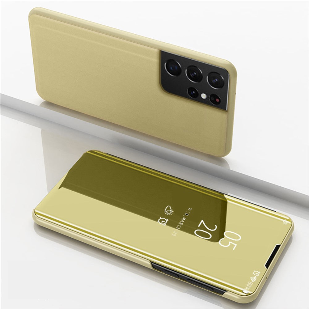 Samsung Galaxy S21 Ultra 5G-flipcover i læder med stativ og fuldkropsbeskyttelse