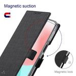 VILI DMK Double Card Holder Magnetic Clasp Leather Wallet Stand Cover for Samsung Galaxy A32 5G