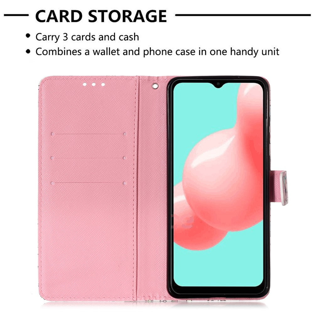 Pattern Printing Design Wallet Stand Leather Phone Case with Lanyard for Samsung Galaxy A32 5G