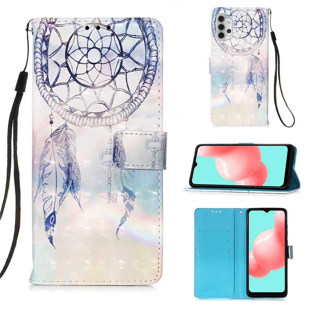 Pattern Printing Design Wallet Stand Leather Phone Case with Lanyard for Samsung Galaxy A32 5G