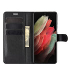 Litchi Texture Leather Phone Protective Cover with Wallet Stand Design for Samsung Galaxy S21 Ultra 5G