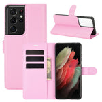 Litchi Texture Leather Phone Protective Cover with Wallet Stand Design for Samsung Galaxy S21 Ultra 5G
