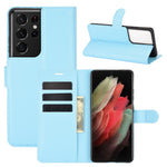 Litchi Texture Leather Phone Protective Cover with Wallet Stand Design for Samsung Galaxy S21 Ultra 5G