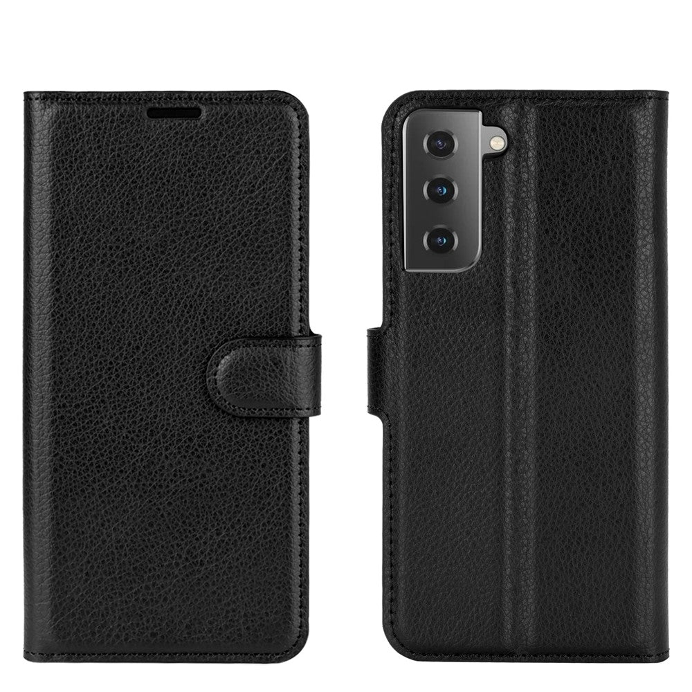 Litchi Texture Leather Phone Protective Cover with Wallet Stand Design for Samsung Galaxy S21+ 5G