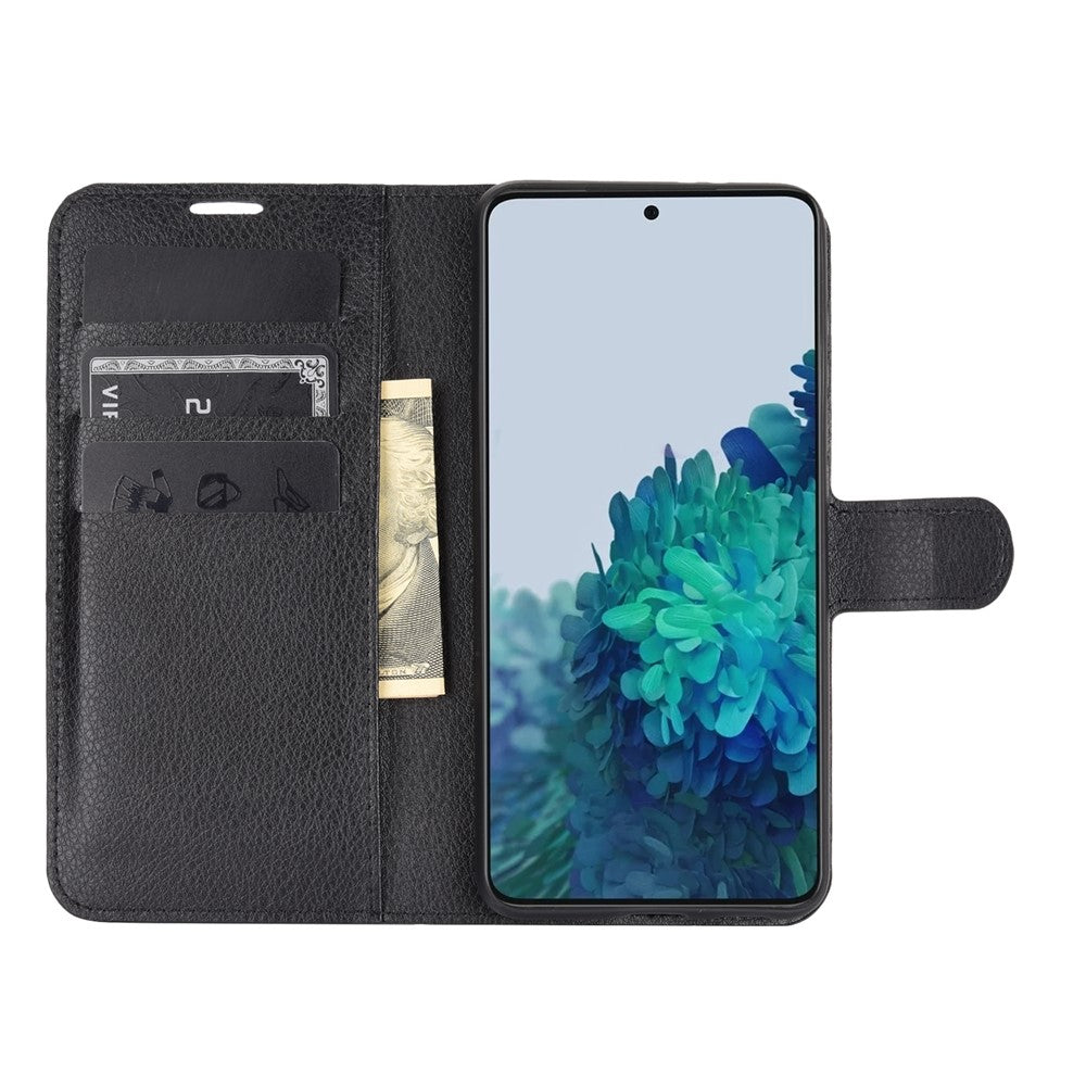 Litchi Texture Leather Phone Protective Cover with Wallet Stand Design for Samsung Galaxy S21+ 5G