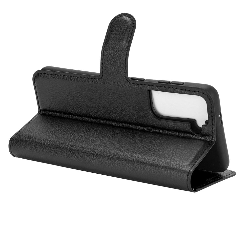 Litchi Texture Leather Phone Protective Cover with Wallet Stand Design for Samsung Galaxy S21+ 5G