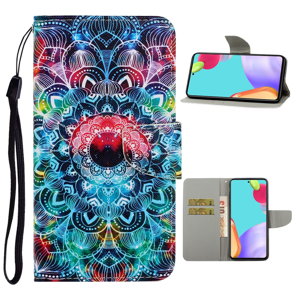 TPU + PU Leather Wallet Stand Phone Case with Lanyard for Samsung Galaxy A52 4G/5G / A52s 5G