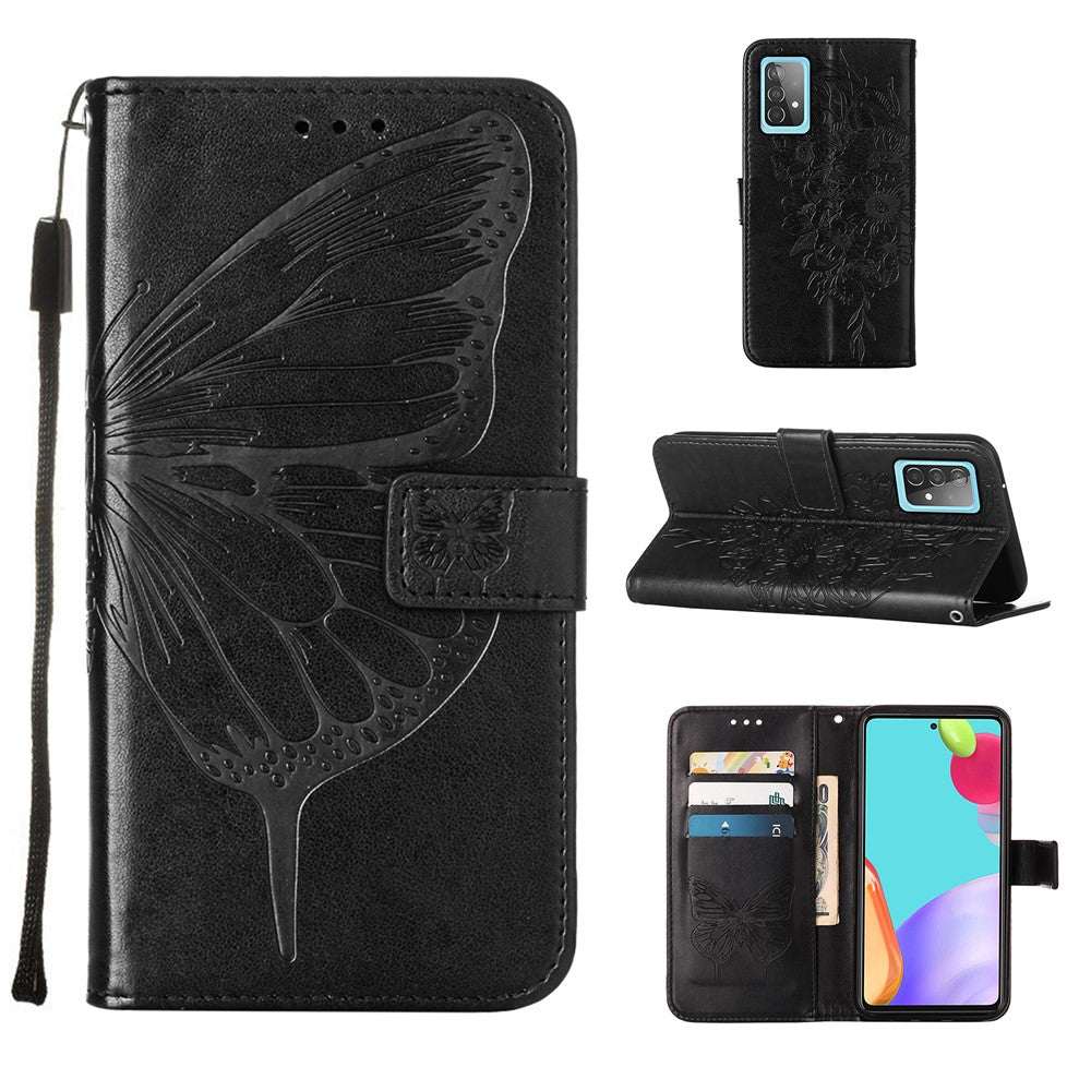 Läderfodral med fjärilsmönster och blommönster för Samsung Galaxy A52 4G/5G / A52s 5G