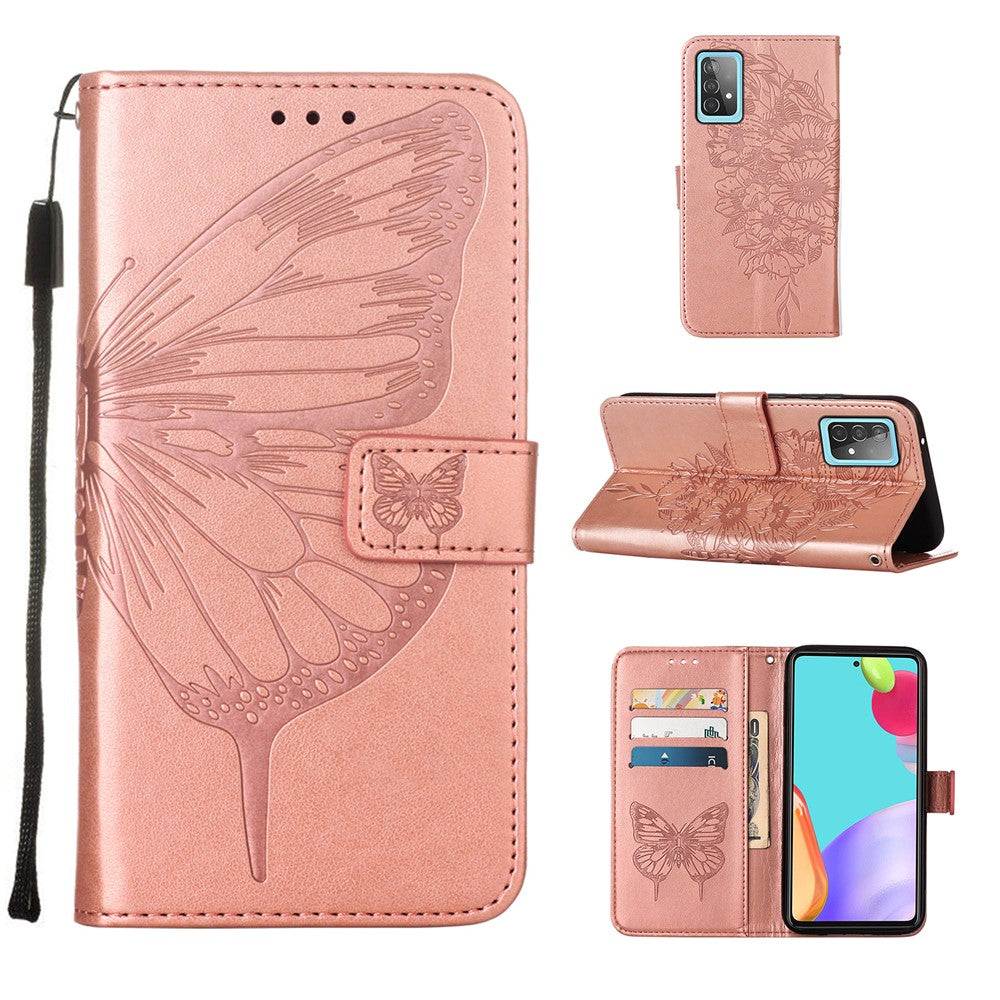 Läderfodral med fjärilsmönster och blommönster för Samsung Galaxy A52 4G/5G / A52s 5G