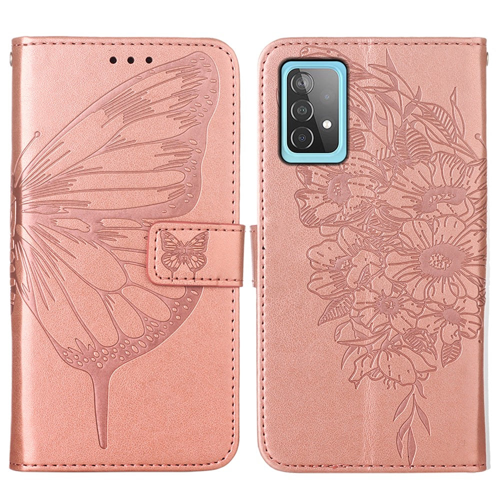Läderfodral med fjärilsmönster och blommönster för Samsung Galaxy A52 4G/5G / A52s 5G