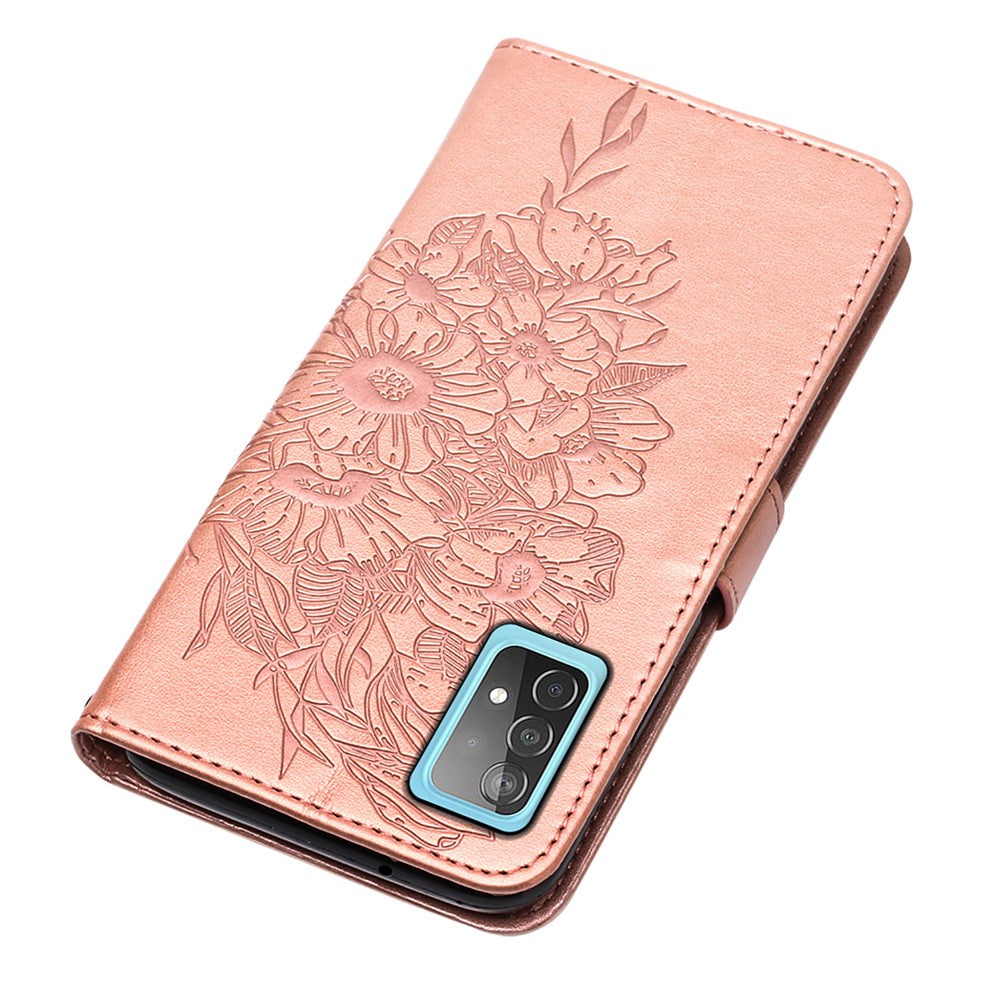 Läderfodral med fjärilsmönster och blommönster för Samsung Galaxy A52 4G/5G / A52s 5G