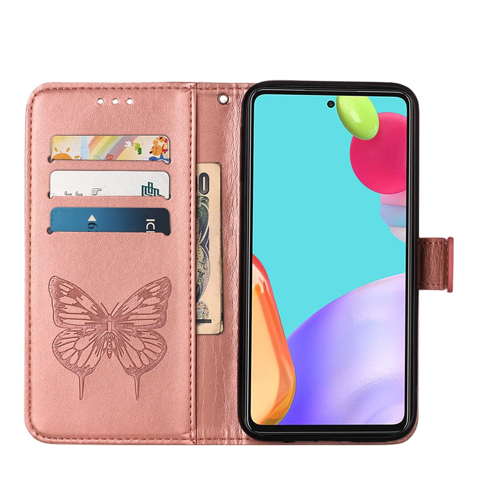Imprint Butterfly Flower Pattern Wallet Stand Leather Case for Samsung Galaxy A52 4G/5G / A52s 5G