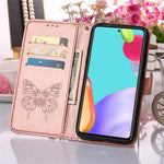 Imprint Butterfly Flower Pattern Wallet Stand Leather Case for Samsung Galaxy A52 4G/5G / A52s 5G