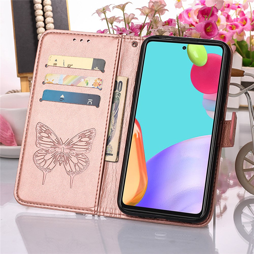 Imprint Butterfly Flower Pattern Wallet Stand Leather Case for Samsung Galaxy A52 4G/5G / A52s 5G