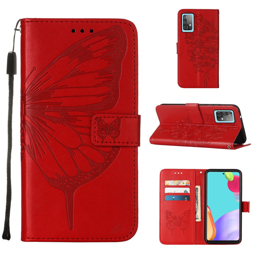 Läderfodral med fjärilsmönster och blommönster för Samsung Galaxy A52 4G/5G / A52s 5G