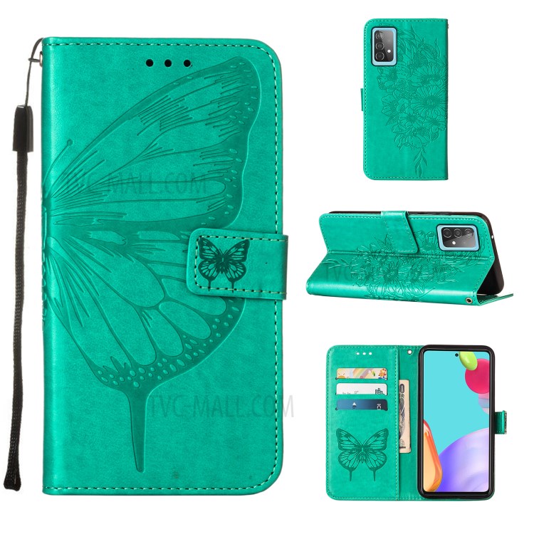 Läderfodral med fjärilsmönster och blommönster för Samsung Galaxy A52 4G/5G / A52s 5G