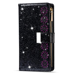 Glitrende stjerneklart lædercover med laserskæring og lynlås til Samsung Galaxy S21 4G/5G
