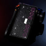 Glitrende stjerneklart lædercover med laserskæring og lynlås til Samsung Galaxy S21 4G/5G