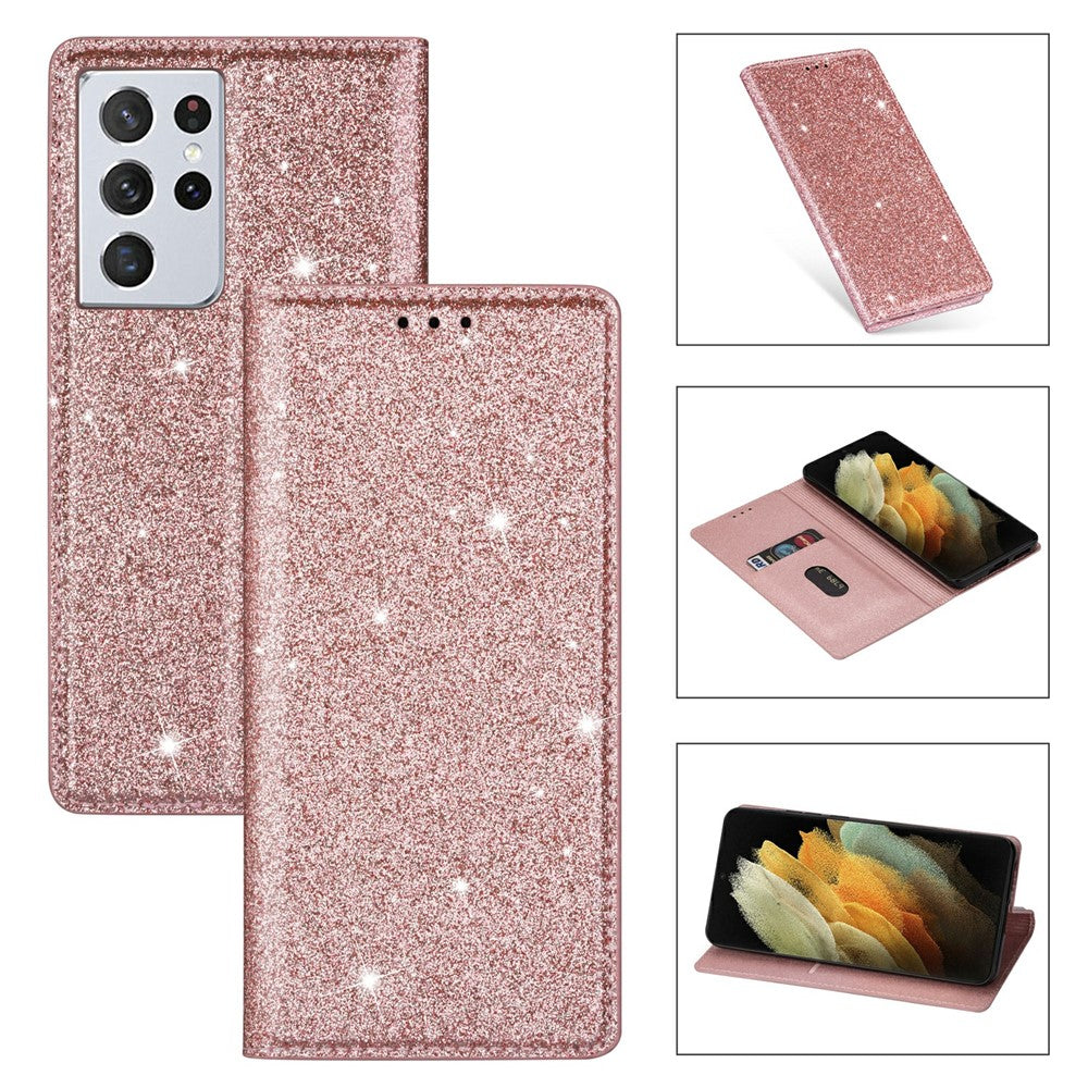 Flash Powder Autoabsorberande Ultratunt Läderskal för Samsung Galaxy S21 Ultra 5G