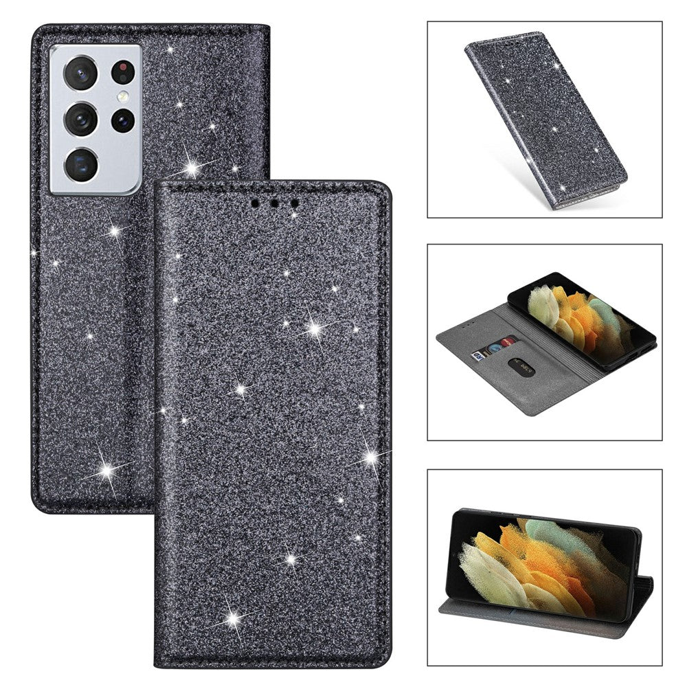 Flash Powder Autoabsorberande Ultratunt Läderskal för Samsung Galaxy S21 Ultra 5G