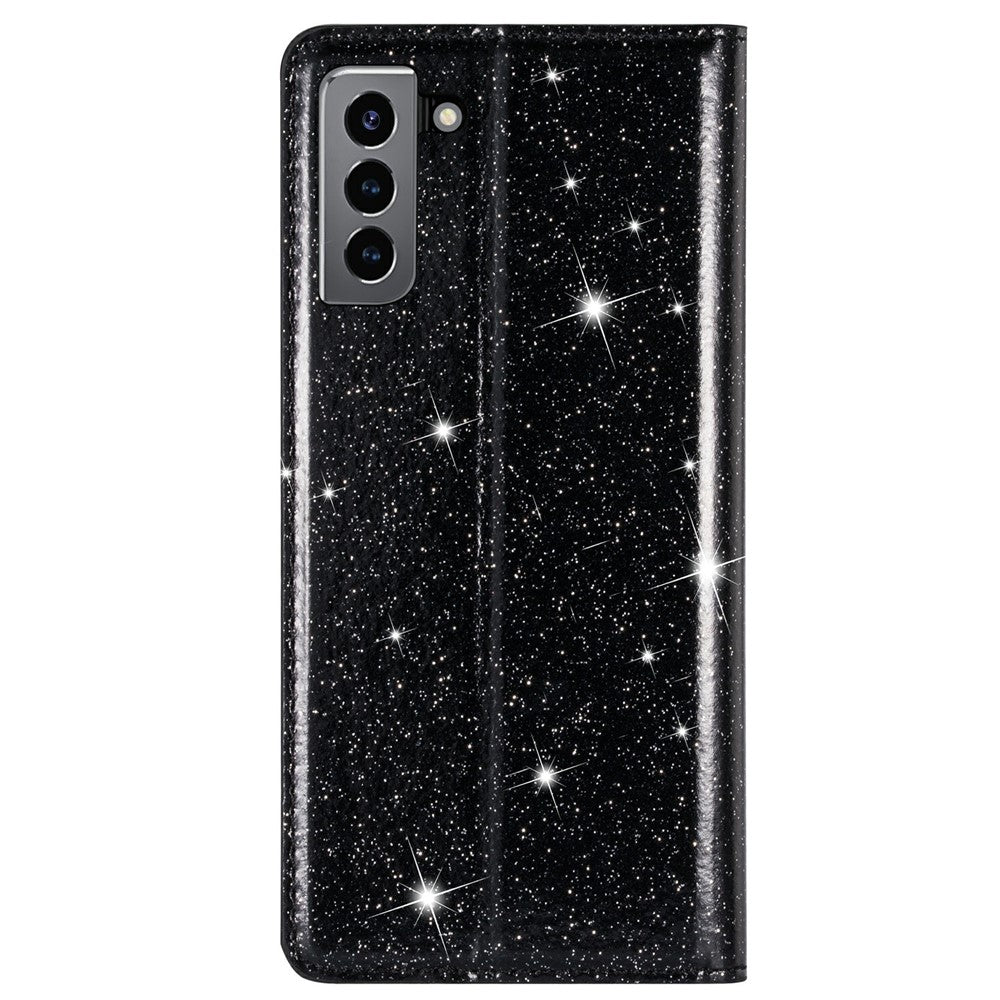 Flash Powder Auto-absorbed Ultra-thin Leather Stand Case for Samsung Galaxy S21 4G/5G
