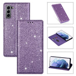 Flash Powder Auto-absorbed Ultra-thin Leather Stand Case for Samsung Galaxy S21 4G/5G