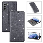 Flash Powder Auto-absorbed Ultra-thin Leather Stand Case for Samsung Galaxy S21 4G/5G