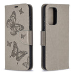 For Samsung Galaxy A52 4G / 5G / A52s 5G Imprint Butterflies Wallet Stand Flip Leather Phone Shell