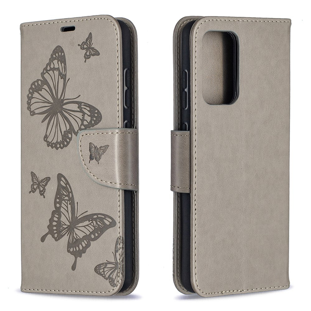 For Samsung Galaxy A52 4G / 5G / A52s 5G Imprint Butterflies Wallet Stand Flip Leather Phone Shell