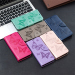 For Samsung Galaxy A52 4G / 5G / A52s 5G Imprint Butterflies Wallet Stand Flip Leather Phone Shell
