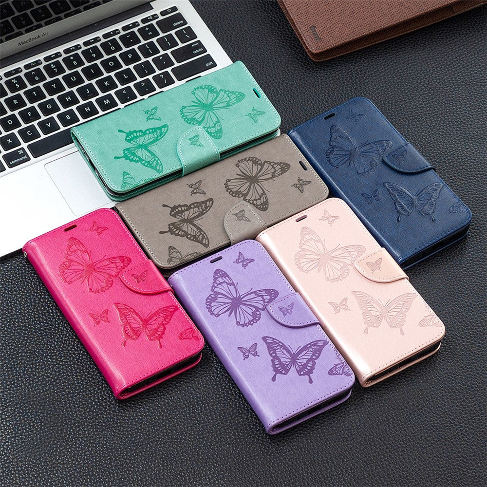 For Samsung Galaxy A52 4G / 5G / A52s 5G Imprint Butterflies Wallet Stand Flip Leather Phone Shell