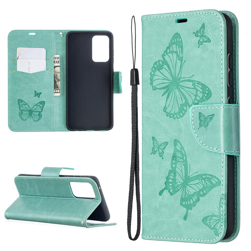 For Samsung Galaxy A52 4G / 5G / A52s 5G Imprint Butterflies Wallet Stand Flip Leather Phone Shell