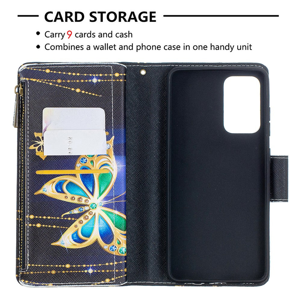 BF03 Zipper Wallet Design Pattern Printing Leather Phone Cover for Samsung Galaxy A52 4G / 5G / A52s 5G