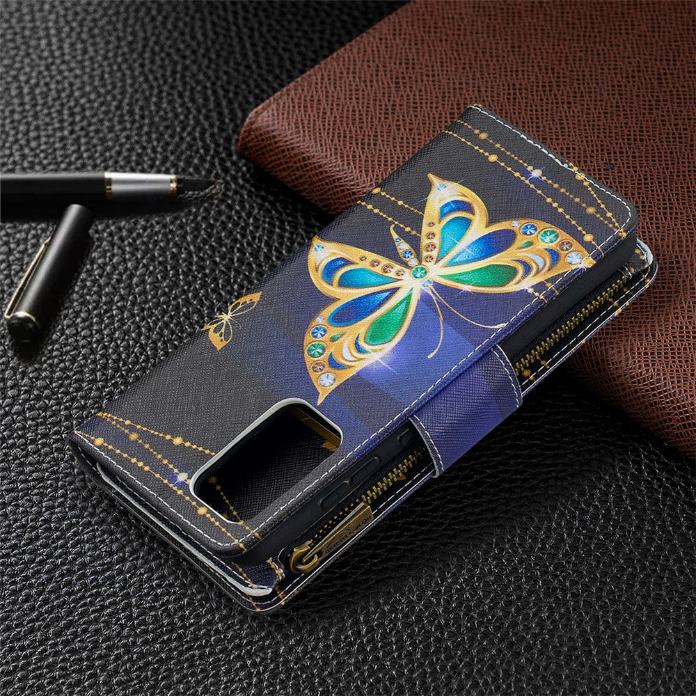 BF03 Zipper Wallet Design Pattern Printing Leather Phone Cover for Samsung Galaxy A52 4G / 5G / A52s 5G