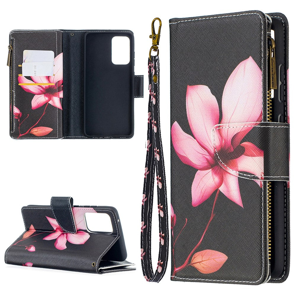 BF03 Zipper Wallet Design Pattern Printing Leather Phone Cover for Samsung Galaxy A52 4G / 5G / A52s 5G