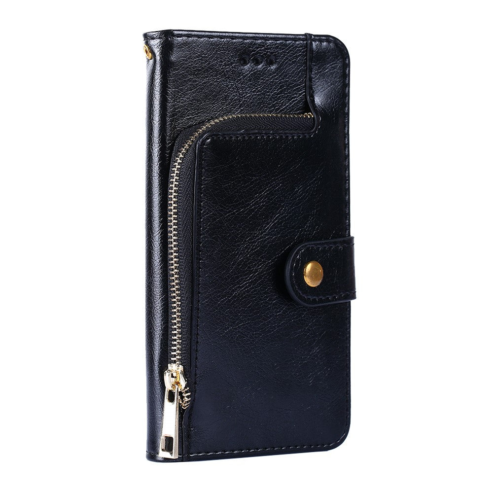 Leather Wallet Phone Stand Case for Samsung Galaxy A32 5G Zipper Pocket Design Cover