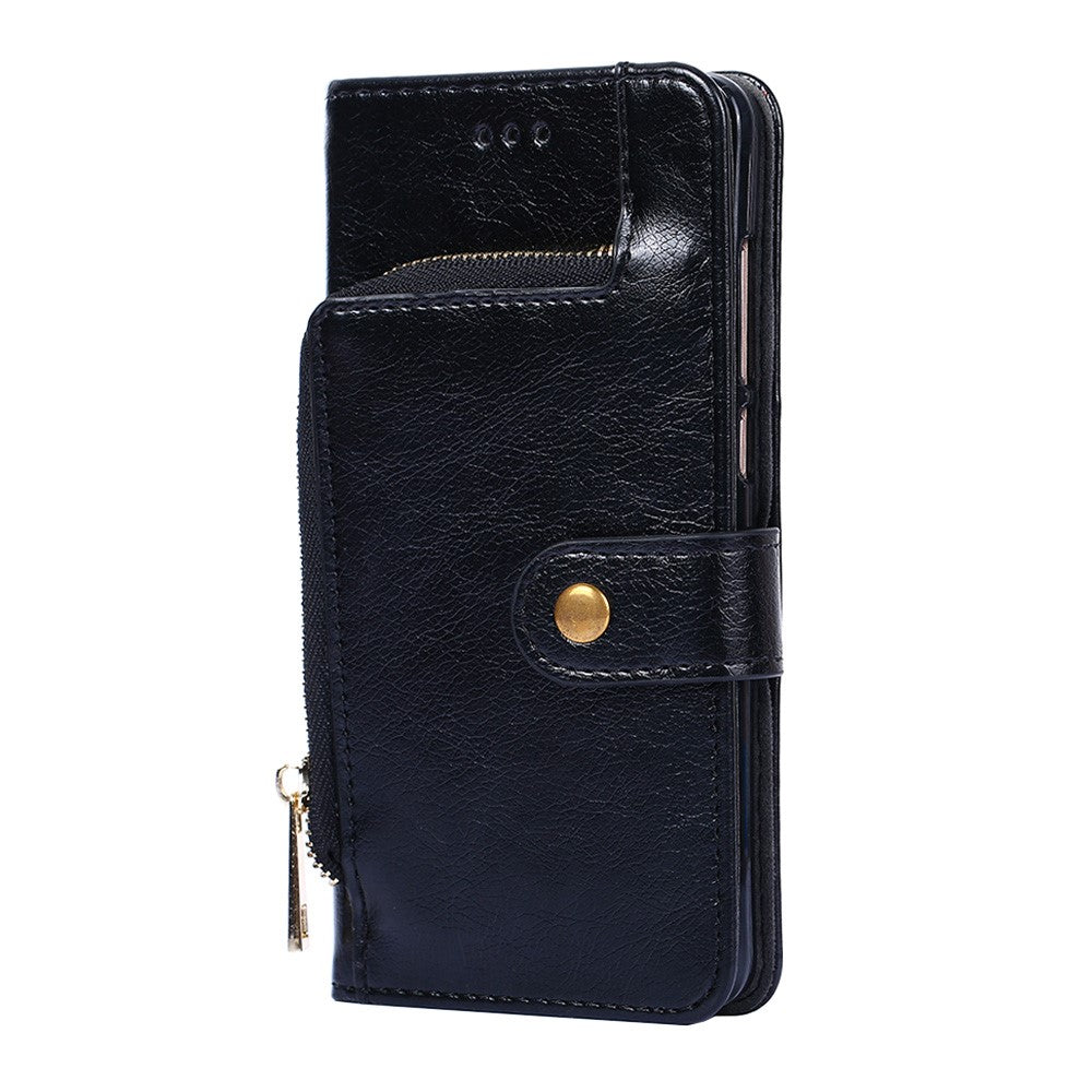 Leather Wallet Phone Stand Case for Samsung Galaxy A32 5G Zipper Pocket Design Cover