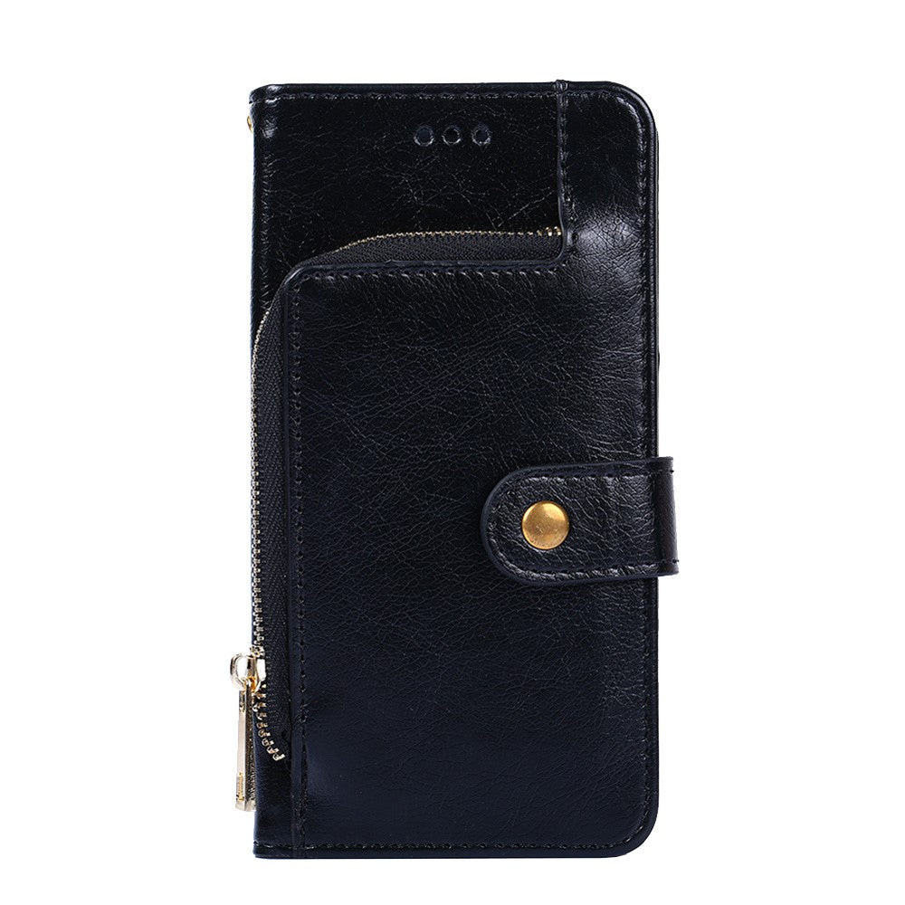 Leather Wallet Phone Stand Case for Samsung Galaxy A32 5G Zipper Pocket Design Cover
