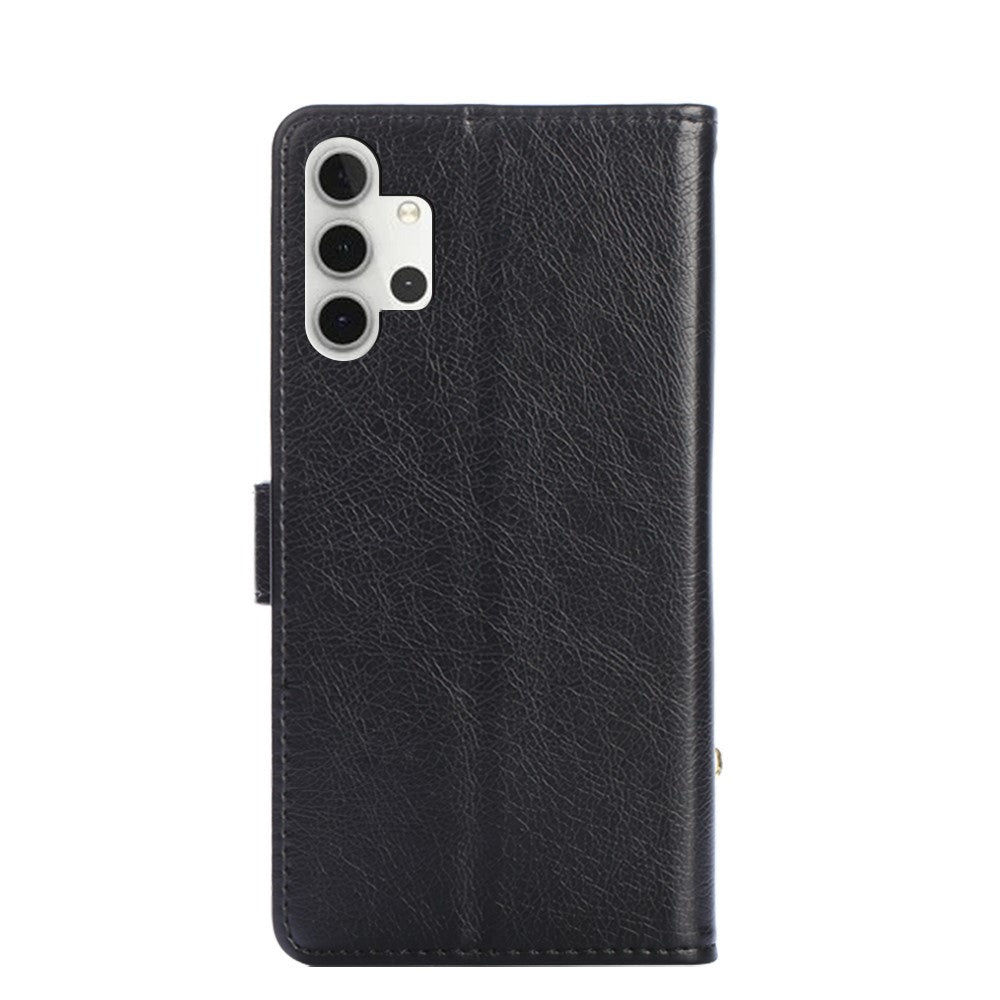 Leather Wallet Phone Stand Case for Samsung Galaxy A32 5G Zipper Pocket Design Cover
