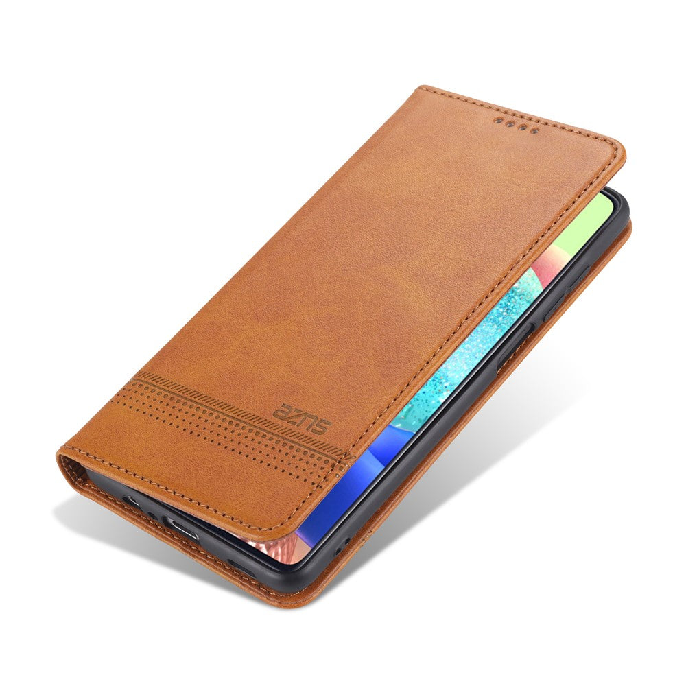 AZNS För Samsung Galaxy A12 Självabsorberande Läder Skal Stativ Plånboksfodral