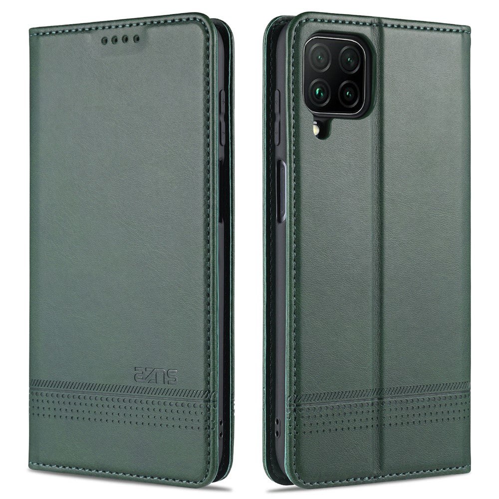 AZNS För Samsung Galaxy A12 Självabsorberande Läder Skal Stativ Plånboksfodral