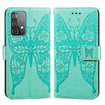Til Samsung Galaxy A52 4G/5G / A52s 5G Imprinted Rose Flower Butterflies Mønster Læderpung Stativ Etui