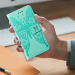 Til Samsung Galaxy A52 4G/5G / A52s 5G Imprinted Rose Flower Butterflies Mønster Læderpung Stativ Etui